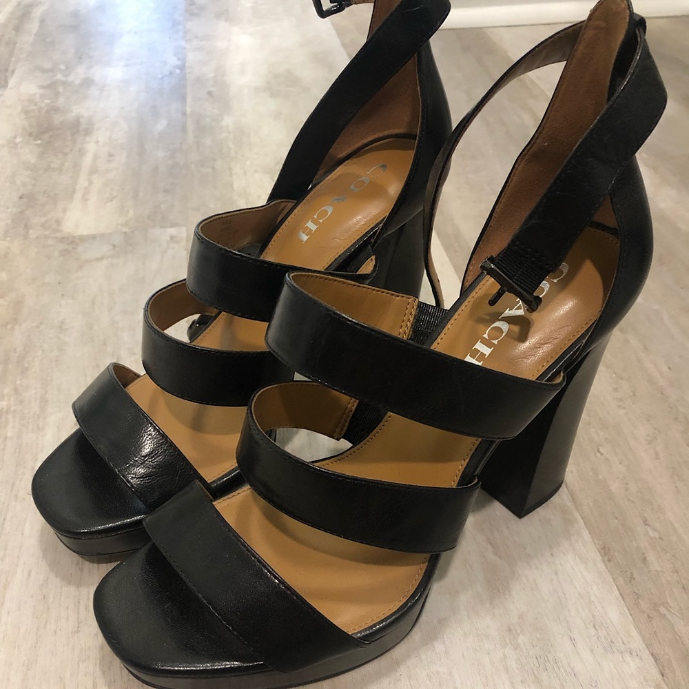 Black leather heels